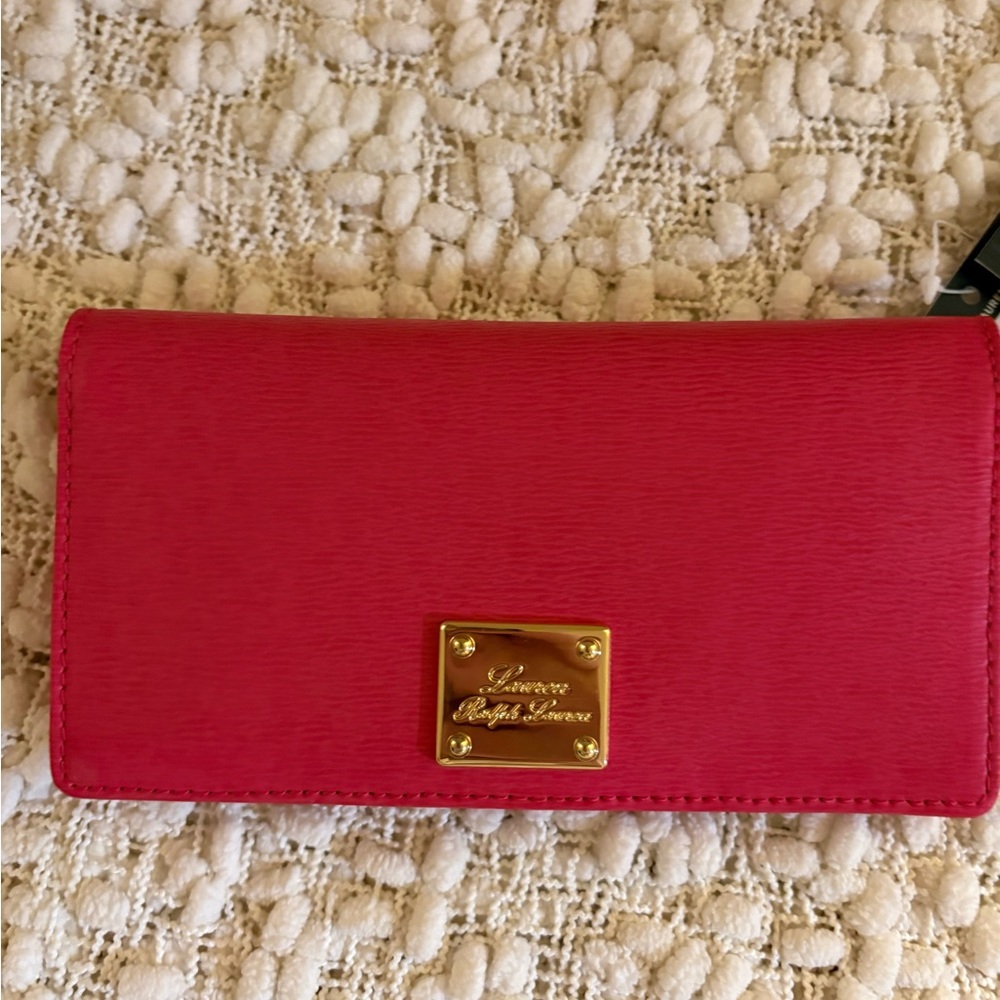 Lauren Ralph Lauren brand new with box and tags Geranium pink leather wallet